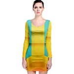 Colorful Rainbow Pattern Digital Art Abstract Minimalist Minimalism Long Sleeve Bodycon Dress
