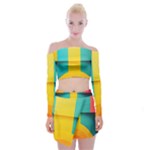 Colorful Rainbow Pattern Digital Art Abstract Minimalist Minimalism Off Shoulder Top with Mini Skirt Set