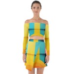 Colorful Rainbow Pattern Digital Art Abstract Minimalist Minimalism Off Shoulder Top with Skirt Set
