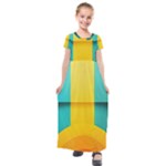 Colorful Rainbow Pattern Digital Art Abstract Minimalist Minimalism Kids  Short Sleeve Maxi Dress