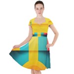 Colorful Rainbow Pattern Digital Art Abstract Minimalist Minimalism Cap Sleeve Midi Dress
