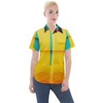 Colorful Rainbow Pattern Digital Art Abstract Minimalist Minimalism Women s Short Sleeve Pocket Shirt