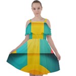 Colorful Rainbow Pattern Digital Art Abstract Minimalist Minimalism Cut Out Shoulders Chiffon Dress