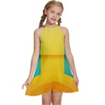 Colorful Rainbow Pattern Digital Art Abstract Minimalist Minimalism Kids  Halter Collar Waist Tie Chiffon Dress
