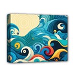 Waves Ocean Sea Abstract Whimsical Abstract Art Pattern Abstract Pattern Water Nature Moon Full Moon Deluxe Canvas 14  x 11  (Stretched)