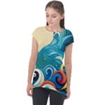 Waves Ocean Sea Abstract Whimsical Abstract Art Pattern Abstract Pattern Water Nature Moon Full Moon Cap Sleeve High Low Top