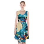 Waves Ocean Sea Abstract Whimsical Abstract Art Pattern Abstract Pattern Water Nature Moon Full Moon Racerback Midi Dress