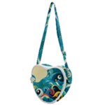 Waves Ocean Sea Abstract Whimsical Abstract Art Pattern Abstract Pattern Water Nature Moon Full Moon Heart Shoulder Bag
