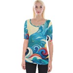 Waves Ocean Sea Abstract Whimsical Abstract Art Pattern Abstract Pattern Water Nature Moon Full Moon Wide Neckline T-Shirt