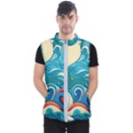 Waves Ocean Sea Abstract Whimsical Abstract Art Pattern Abstract Pattern Water Nature Moon Full Moon Men s Puffer Vest