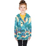 Waves Ocean Sea Abstract Whimsical Abstract Art Pattern Abstract Pattern Water Nature Moon Full Moon Kids  Double Breasted Button Coat