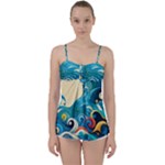 Waves Ocean Sea Abstract Whimsical Abstract Art Pattern Abstract Pattern Water Nature Moon Full Moon Babydoll Tankini Top
