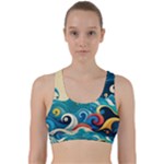 Waves Ocean Sea Abstract Whimsical Abstract Art Pattern Abstract Pattern Water Nature Moon Full Moon Back Weave Sports Bra