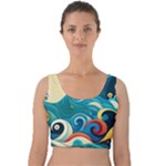 Waves Ocean Sea Abstract Whimsical Abstract Art Pattern Abstract Pattern Water Nature Moon Full Moon Velvet Crop Top