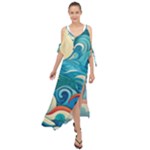 Waves Ocean Sea Abstract Whimsical Abstract Art Pattern Abstract Pattern Water Nature Moon Full Moon Maxi Chiffon Cover Up Dress