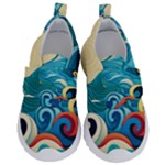 Waves Ocean Sea Abstract Whimsical Abstract Art Pattern Abstract Pattern Water Nature Moon Full Moon Kids  Velcro No Lace Shoes