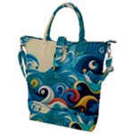 Waves Ocean Sea Abstract Whimsical Abstract Art Pattern Abstract Pattern Water Nature Moon Full Moon Buckle Top Tote Bag