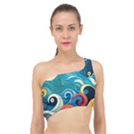Waves Ocean Sea Abstract Whimsical Abstract Art Pattern Abstract Pattern Water Nature Moon Full Moon Spliced Up Bikini Top 