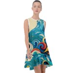 Waves Ocean Sea Abstract Whimsical Abstract Art Pattern Abstract Pattern Water Nature Moon Full Moon Frill Swing Dress