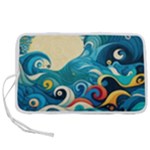 Waves Ocean Sea Abstract Whimsical Abstract Art Pattern Abstract Pattern Water Nature Moon Full Moon Pen Storage Case (L)