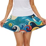 Waves Ocean Sea Abstract Whimsical Abstract Art Pattern Abstract Pattern Water Nature Moon Full Moon Women s Skort