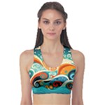 Waves Ocean Sea Abstract Whimsical Abstract Art Pattern Abstract Pattern Nature Water Seascape Fitness Sports Bra