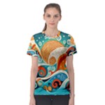 Waves Ocean Sea Abstract Whimsical Abstract Art Pattern Abstract Pattern Nature Water Seascape Women s Sport Mesh T-Shirt