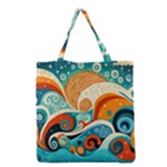 Waves Ocean Sea Abstract Whimsical Abstract Art Pattern Abstract Pattern Nature Water Seascape Grocery Tote Bag