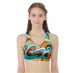 Waves Ocean Sea Abstract Whimsical Abstract Art Pattern Abstract Pattern Nature Water Seascape Sports Bra with Border