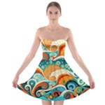 Waves Ocean Sea Abstract Whimsical Abstract Art Pattern Abstract Pattern Nature Water Seascape Strapless Bra Top Dress