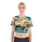 Waves Ocean Sea Abstract Whimsical Abstract Art Pattern Abstract Pattern Nature Water Seascape Cotton Crop Top