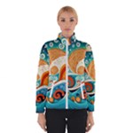 Waves Ocean Sea Abstract Whimsical Abstract Art Pattern Abstract Pattern Nature Water Seascape Women s Bomber Jacket