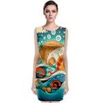 Waves Ocean Sea Abstract Whimsical Abstract Art Pattern Abstract Pattern Nature Water Seascape Classic Sleeveless Midi Dress