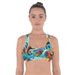Waves Ocean Sea Abstract Whimsical Abstract Art Pattern Abstract Pattern Nature Water Seascape Cross Back Sports Bra