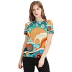 Waves Ocean Sea Abstract Whimsical Abstract Art Pattern Abstract Pattern Nature Water Seascape Women s Short Sleeve Rash Guard