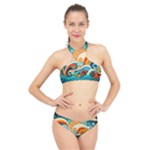 Waves Ocean Sea Abstract Whimsical Abstract Art Pattern Abstract Pattern Nature Water Seascape High Neck Bikini Set
