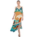 Waves Ocean Sea Abstract Whimsical Abstract Art Pattern Abstract Pattern Nature Water Seascape Maxi Chiffon Cover Up Dress