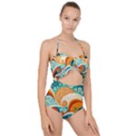 Waves Ocean Sea Abstract Whimsical Abstract Art Pattern Abstract Pattern Nature Water Seascape Scallop Top Cut Out Swimsuit