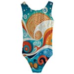 Waves Ocean Sea Abstract Whimsical Abstract Art Pattern Abstract Pattern Nature Water Seascape Kids  Cut-Out Back One Piece Swimsuit