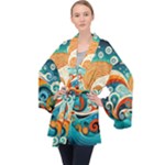 Waves Ocean Sea Abstract Whimsical Abstract Art Pattern Abstract Pattern Nature Water Seascape Long Sleeve Velvet Kimono 