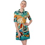 Waves Ocean Sea Abstract Whimsical Abstract Art Pattern Abstract Pattern Nature Water Seascape Belted Shirt Dress