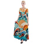 Waves Ocean Sea Abstract Whimsical Abstract Art Pattern Abstract Pattern Nature Water Seascape Half Sleeves Maxi Dress
