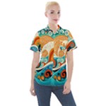 Waves Ocean Sea Abstract Whimsical Abstract Art Pattern Abstract Pattern Nature Water Seascape Women s Short Sleeve Pocket Shirt