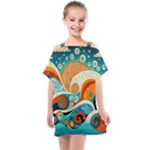 Waves Ocean Sea Abstract Whimsical Abstract Art Pattern Abstract Pattern Nature Water Seascape Kids  One Piece Chiffon Dress