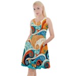 Waves Ocean Sea Abstract Whimsical Abstract Art Pattern Abstract Pattern Nature Water Seascape Knee Length Skater Dress With Pockets