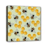 Bees Pattern Honey Bee Bug Honeycomb Honey Beehive Mini Canvas 6  x 6  (Stretched)