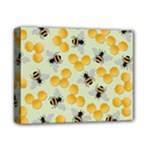 Bees Pattern Honey Bee Bug Honeycomb Honey Beehive Deluxe Canvas 14  x 11  (Stretched)