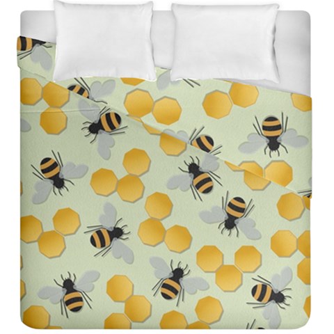 Bees Pattern Honey Bee Bug Honeycomb Honey Beehive Duvet Cover Double Side (King Size) from UrbanLoad.com