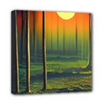 Outdoors Night Moon Full Moon Trees Setting Scene Forest Woods Light Moonlight Nature Wilderness Lan Mini Canvas 8  x 8  (Stretched)