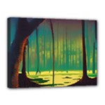Nature Swamp Water Sunset Spooky Night Reflections Bayou Lake Canvas 16  x 12  (Stretched)